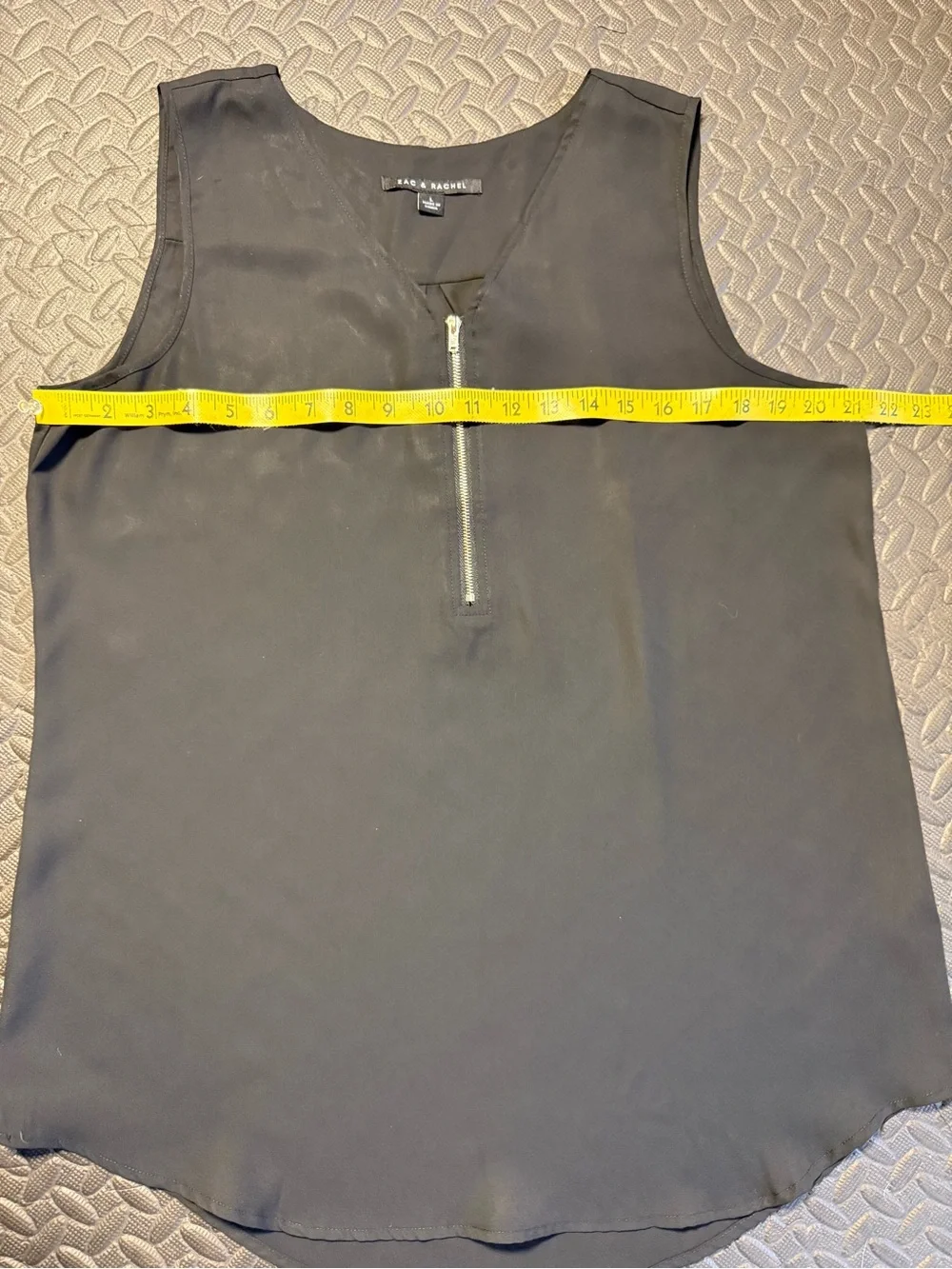 Zac & Rachel Black Sleeveless Half Zip Blouse Tank Top Size Large